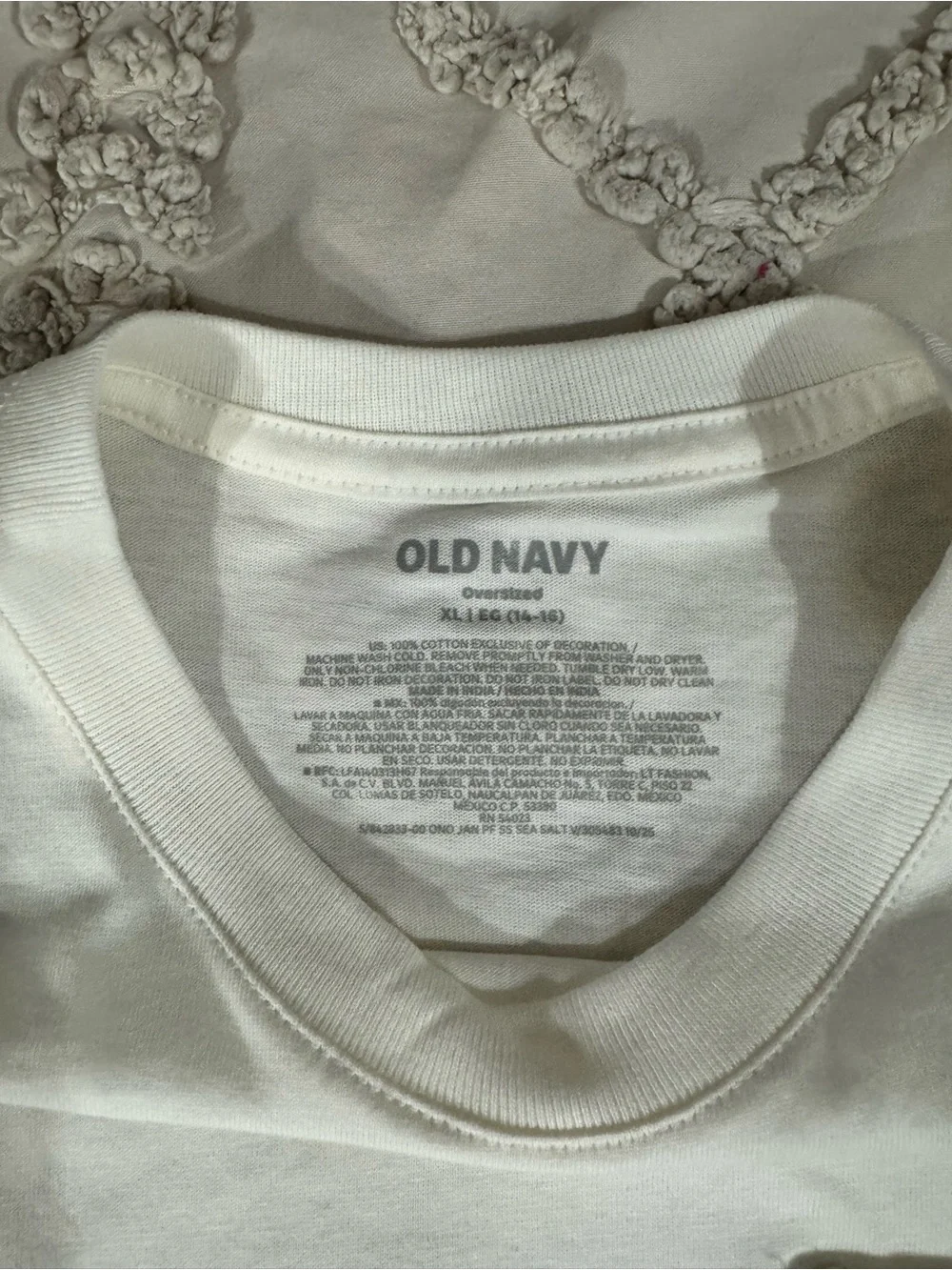 Old Navy Cream Oversized Short Sleeve Pocket Tee
